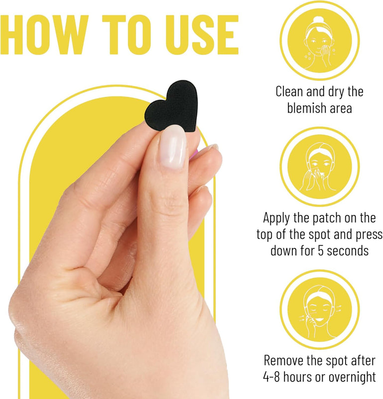 Chic Derma Pimple Patches – 36 Count Heart Shaped Hydrocolloid Stickers – Gentle Patches for Face and Skin Care – Heart Shapes Spot Cover for Day and Night Use