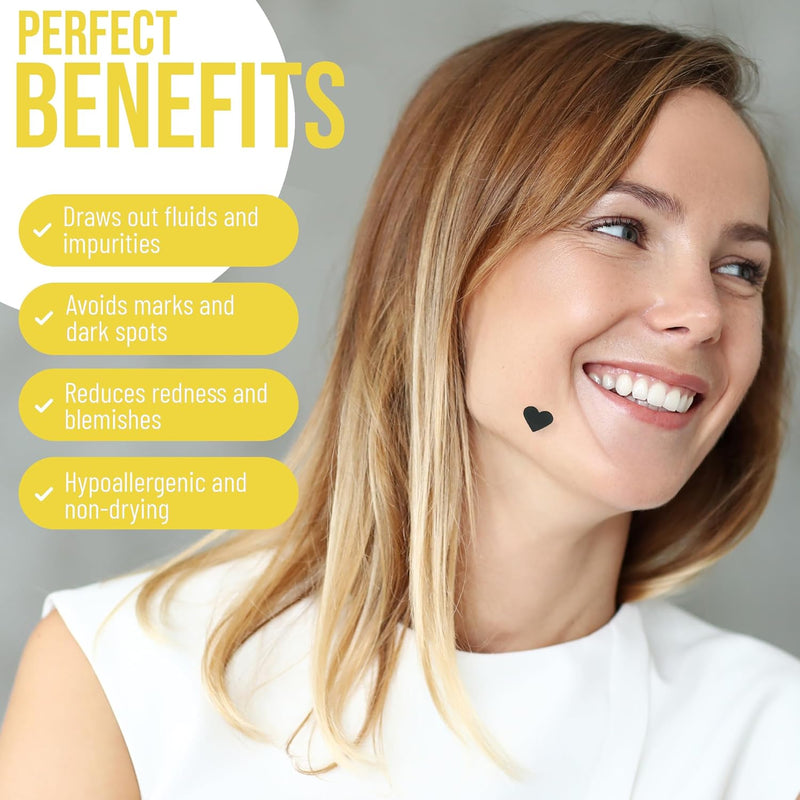 Chic Derma Pimple Patches – 36 Count Heart Shaped Hydrocolloid Stickers – Gentle Patches for Face and Skin Care – Heart Shapes Spot Cover for Day and Night Use